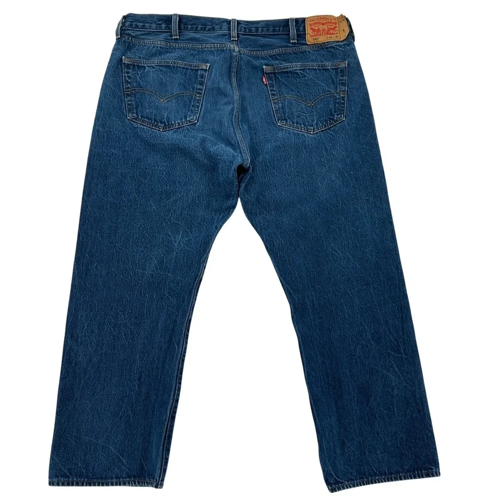Levi's 501 Button Fly Jeans Dark Wash Straight Leg Denim Work Rodeo Men Sz 44X27
