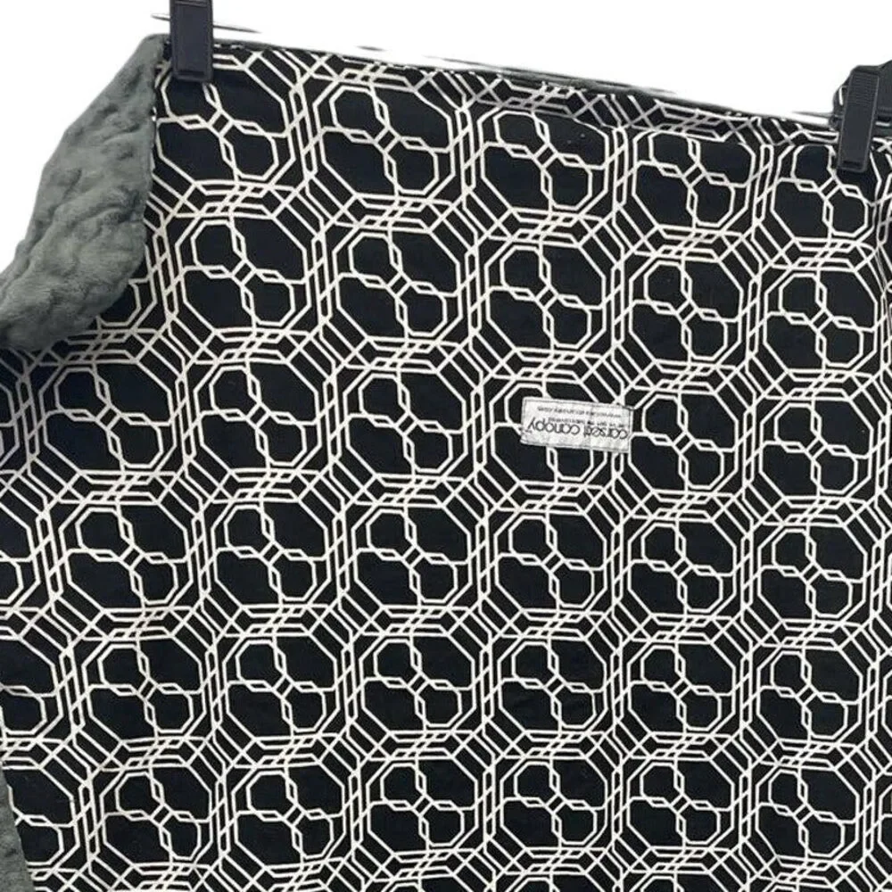 Soft Carseat Canopy Geometric Black White Minky Gray Baby Car Carrier Seat Cover