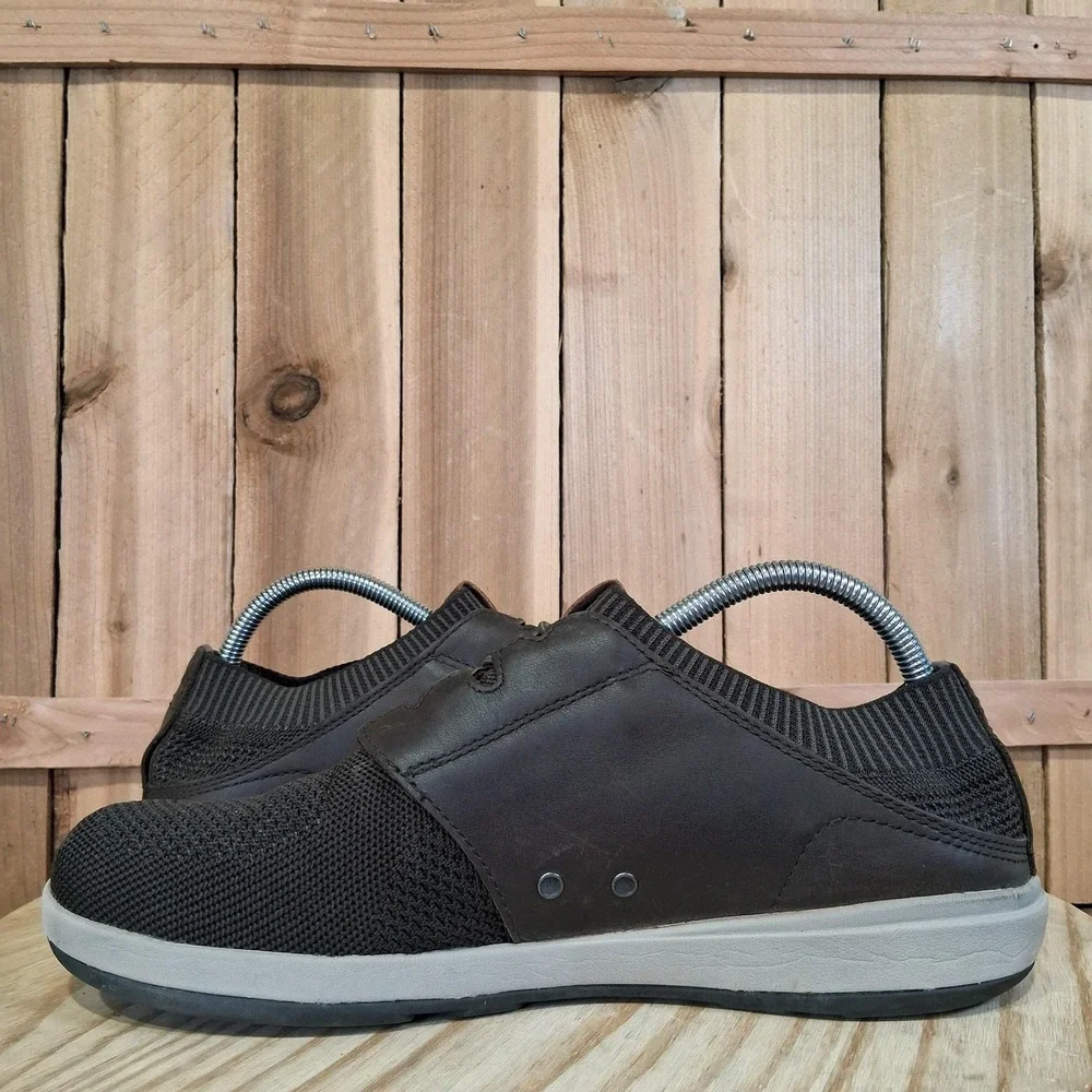 OluKai Makia Ulana Shoes Mens Size 8.5 Brown‎ Leather Knit Casual Sneakers