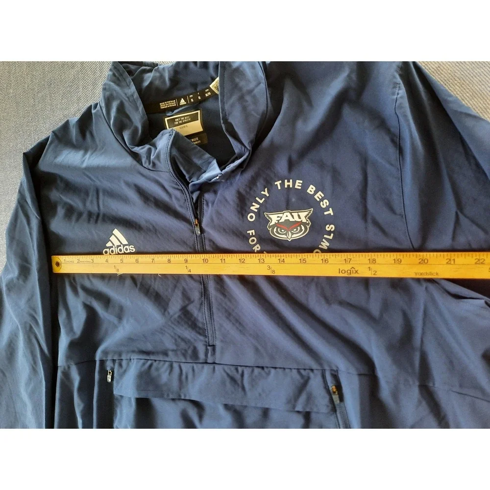 Adidas FAU Owls Men XL Navy Blue Quarter Zip Windbreaker Training Jacket HI8773