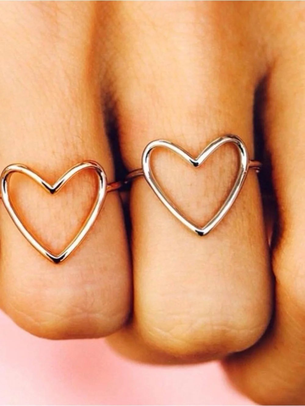Silver Tone Open Heart Minimalist Ring