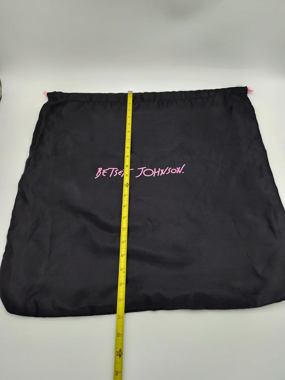 BETSEY JOHNSON Large Black Pink Logo Drawstring Dust Bag Storage Travel 22x21.5