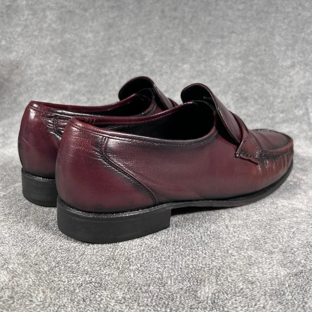 Florsheim Loafers Como Burgundy Black Cherry Leather Moc Toe Strap Mens 9.5D