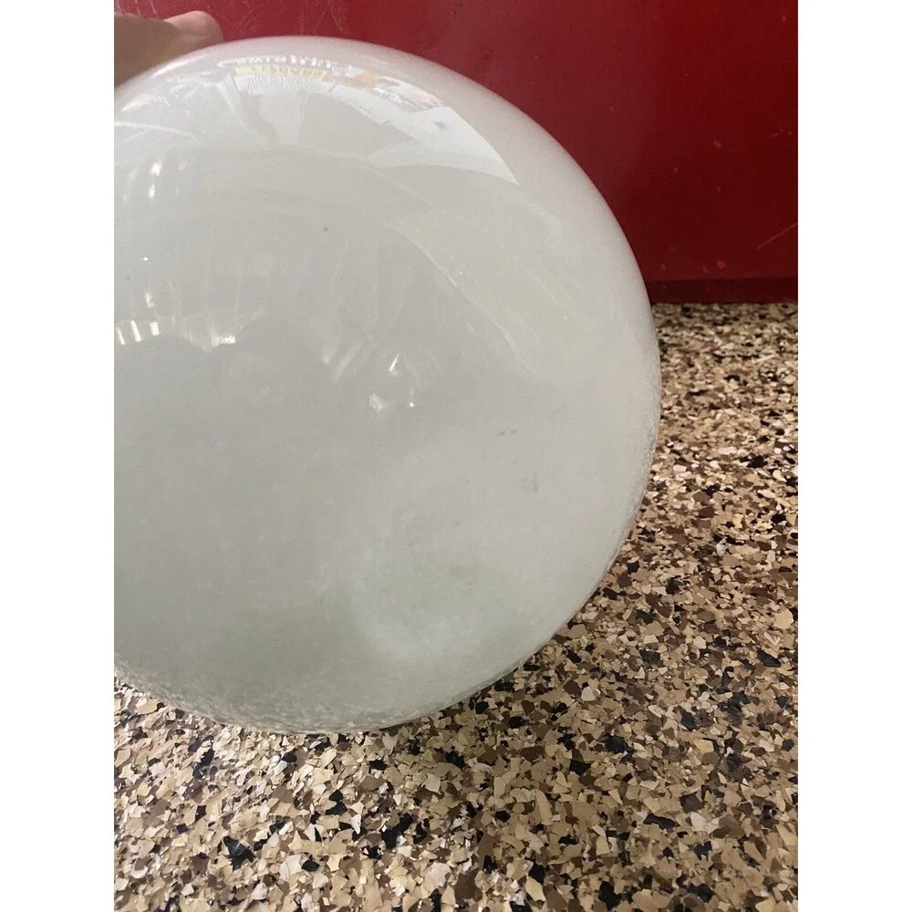 Unique Round Art Glass Bud Vase 8” Diameter Round Sphere Orb With White Inside