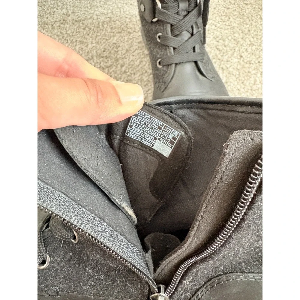UGG Women's Hapsburg Zipper Black Leather Boots Women 7.5 Snow Winter Outdoor
