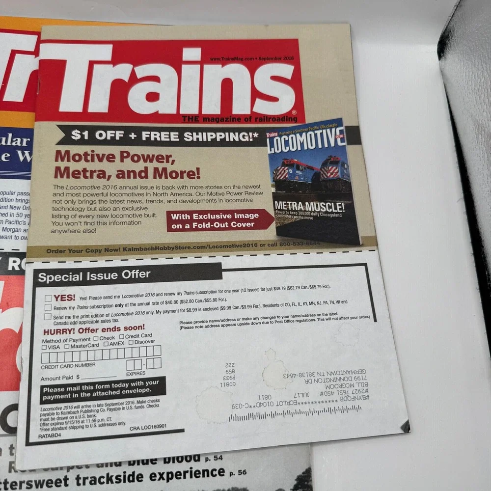 Trains Magazine Full Year 2016 Lot 12 Issues Railroading History Locomotive Rail