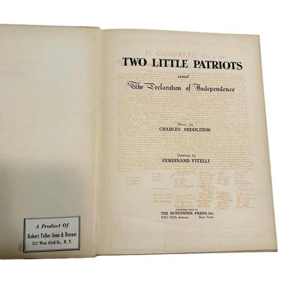 1939 Patriotic Children’s Story book - Two Little Patriots by Charles Middleton
