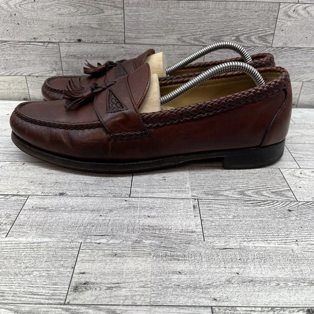 Allen Edmonds Maxfield Brown Leather Tassel Slip On Loafer Shoes Men Size‎ 11B