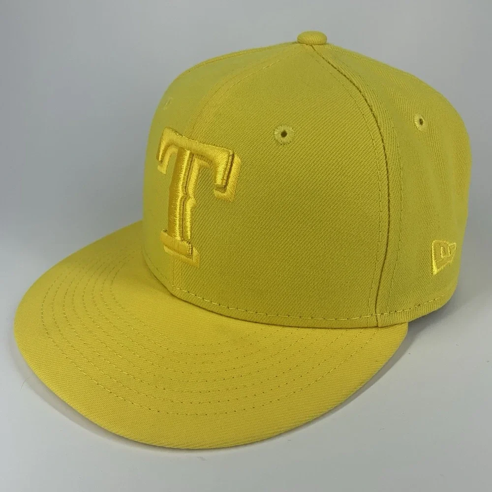 Texas Rangers Hat Yellow Tonal New Era 59FIFTY Fitted Size 7 MLB Baseball Cap