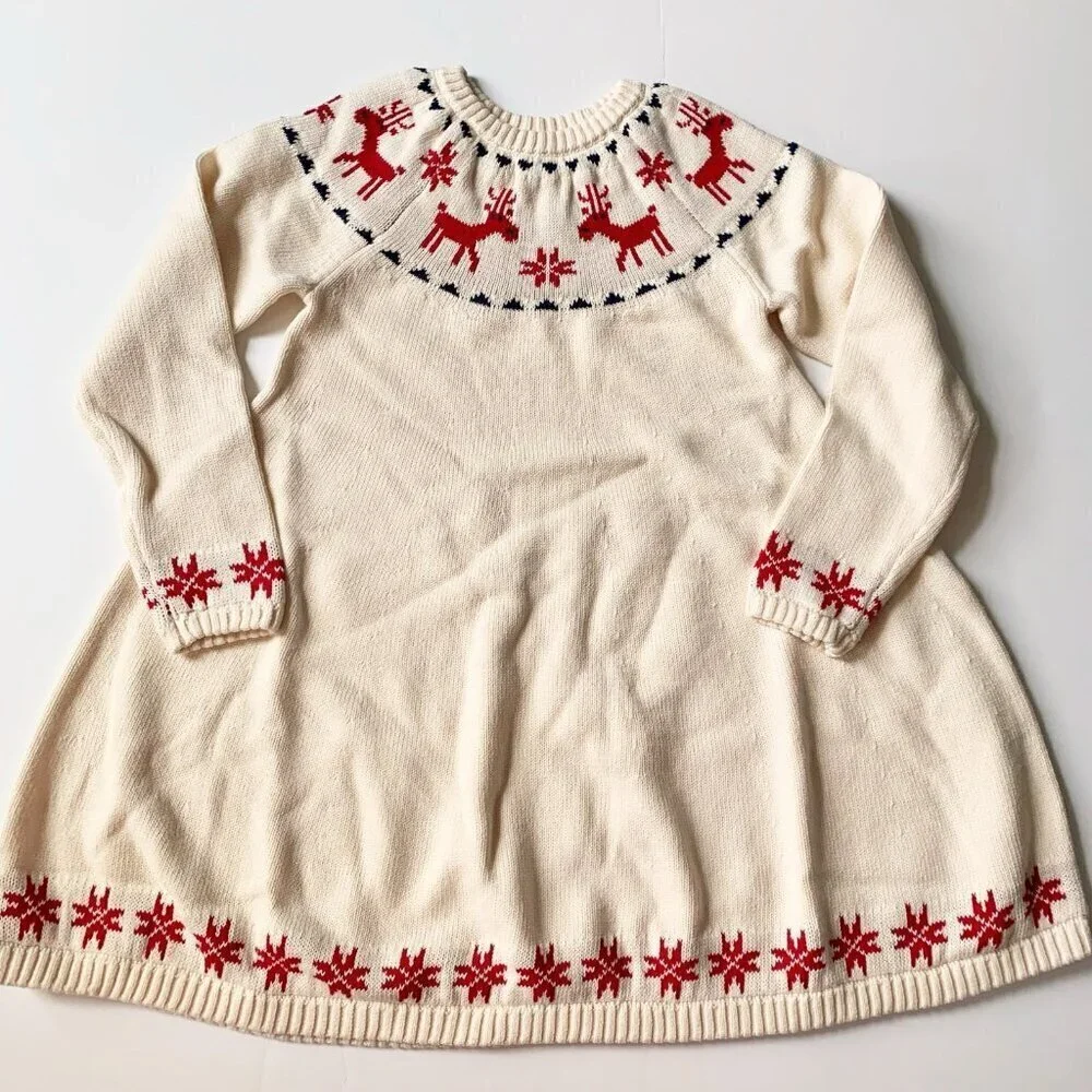 NEW Hanna Andersson Girl Fairisle Sweater Dress 6-7 years