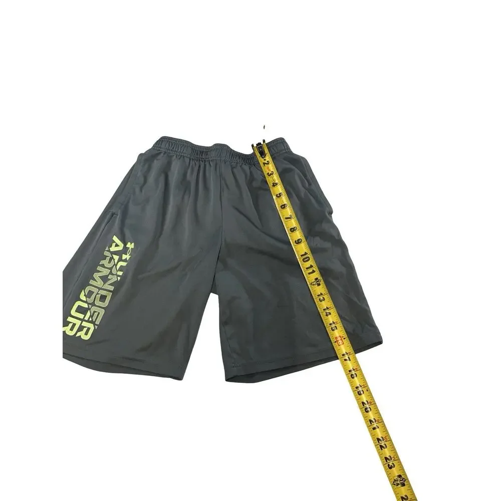 Under Armour Youth Large Athletic Shorts Gray Loose HeatGear Logo YLG