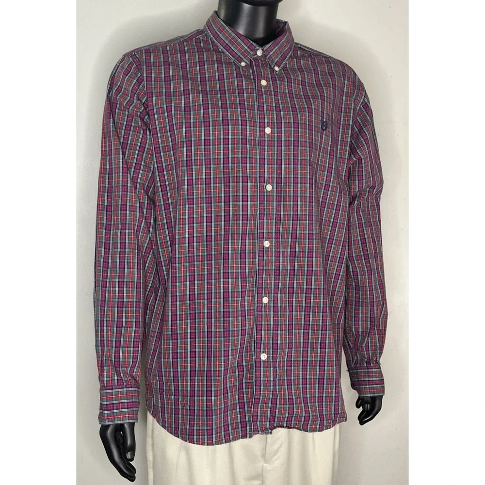 Polo Ralph Lauren Shirt Mens 2XL Custom Fit Plaid Button Down Long Sleeve Red