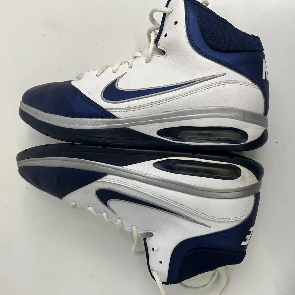 Nike Elite Shoes Mens Size 12 White Blue High Top Basketball Sneakers 409627-104