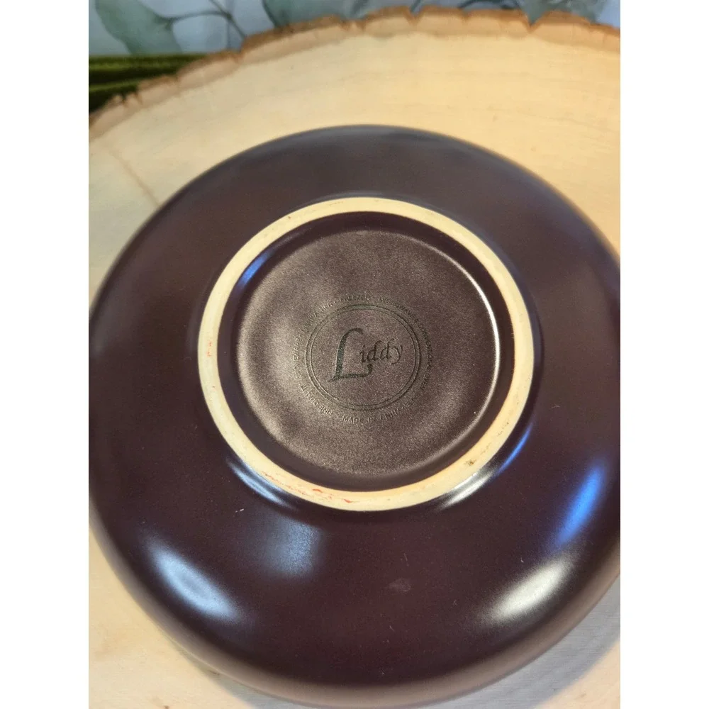 😎Liddy Stoneware Olive Serving Bowl‎ with Center Toothpick Holder Purple Cream
