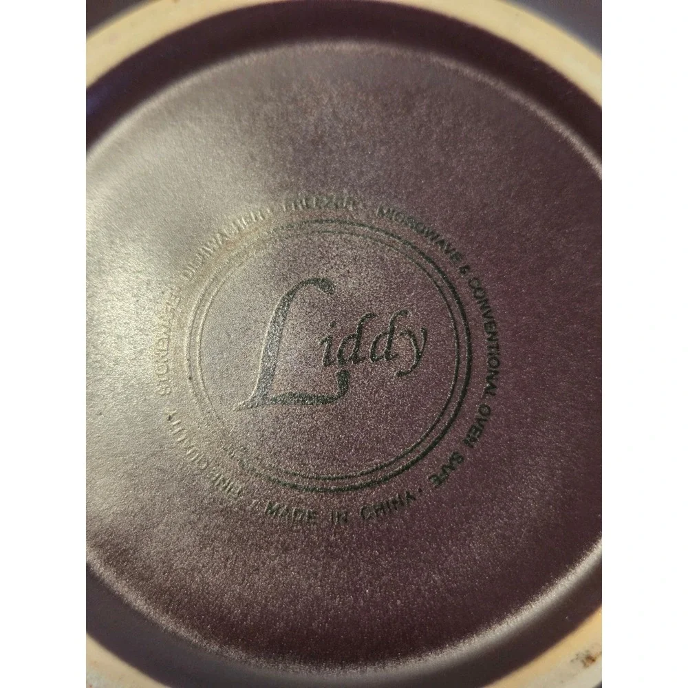 😎Liddy Stoneware Olive Serving Bowl‎ with Center Toothpick Holder Purple Cream