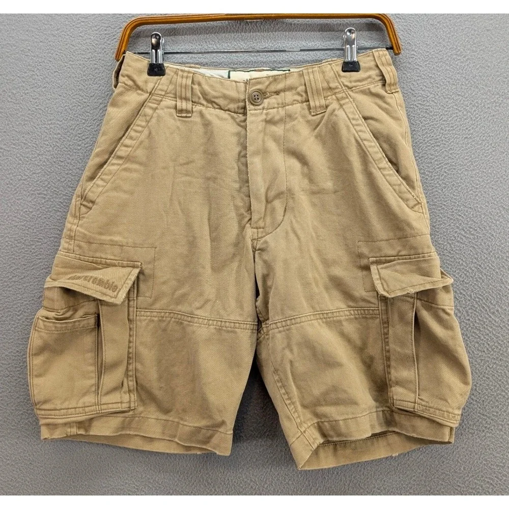Abercrombie Kids Cargo Shorts Adjustable Waist Size 10 Khaki Cotton Utility Gorp