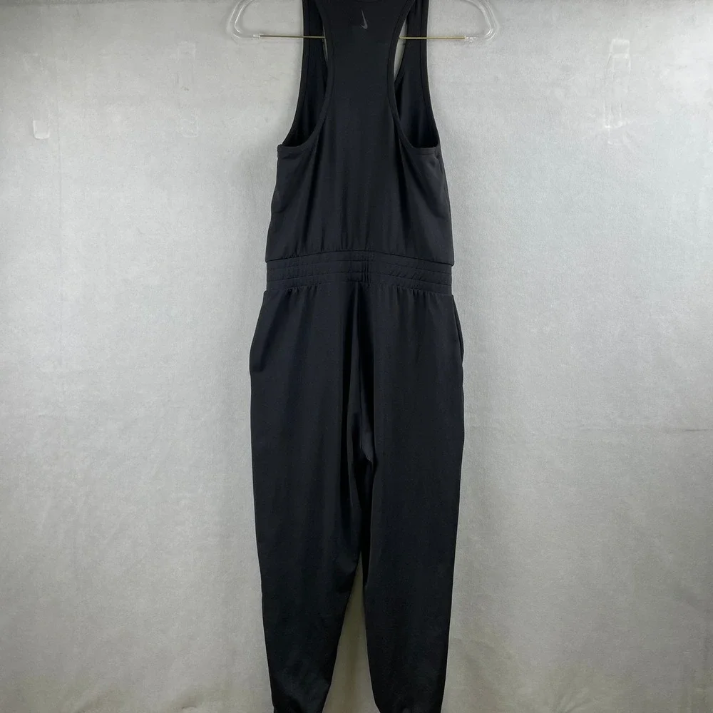 Nike Dri Fit Black Racerback Jumpsuit Romper Pockets Yoga Athleisure Gym Wmns XS
