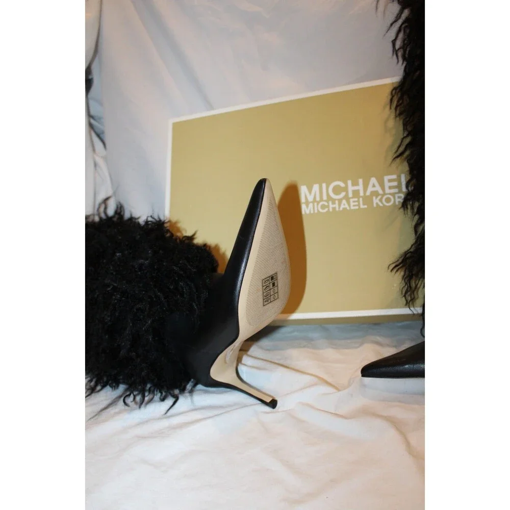 Michael Kors Women's Dawn Heeled Tall Fur Boots NEW $385 Black Sz 7
