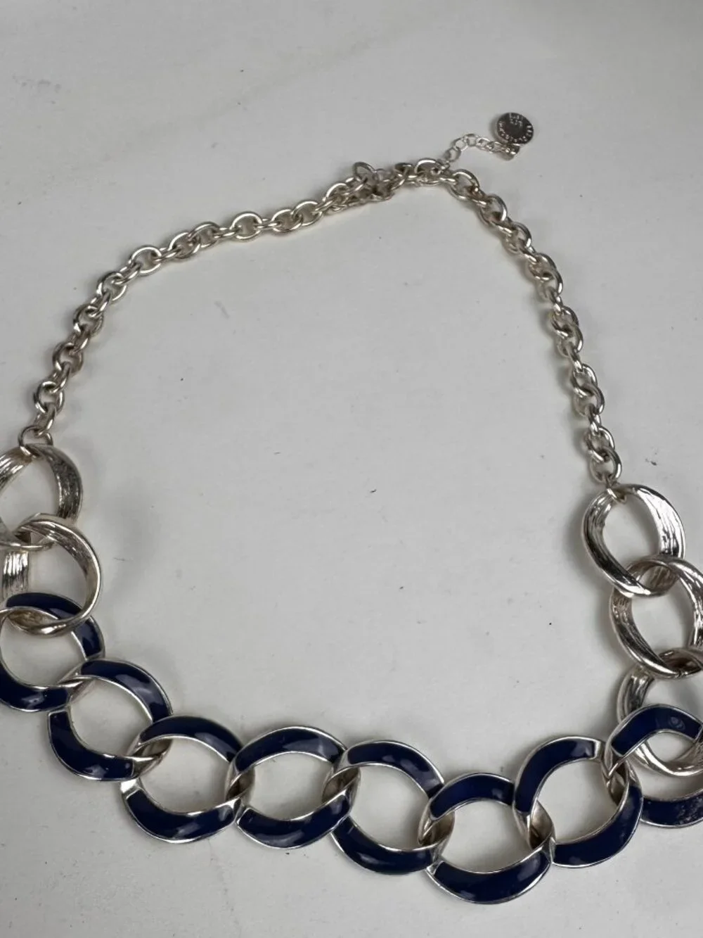 Women's Liz Claiborne Blue Enamel Silver-Tone Chain Statement Bracelet