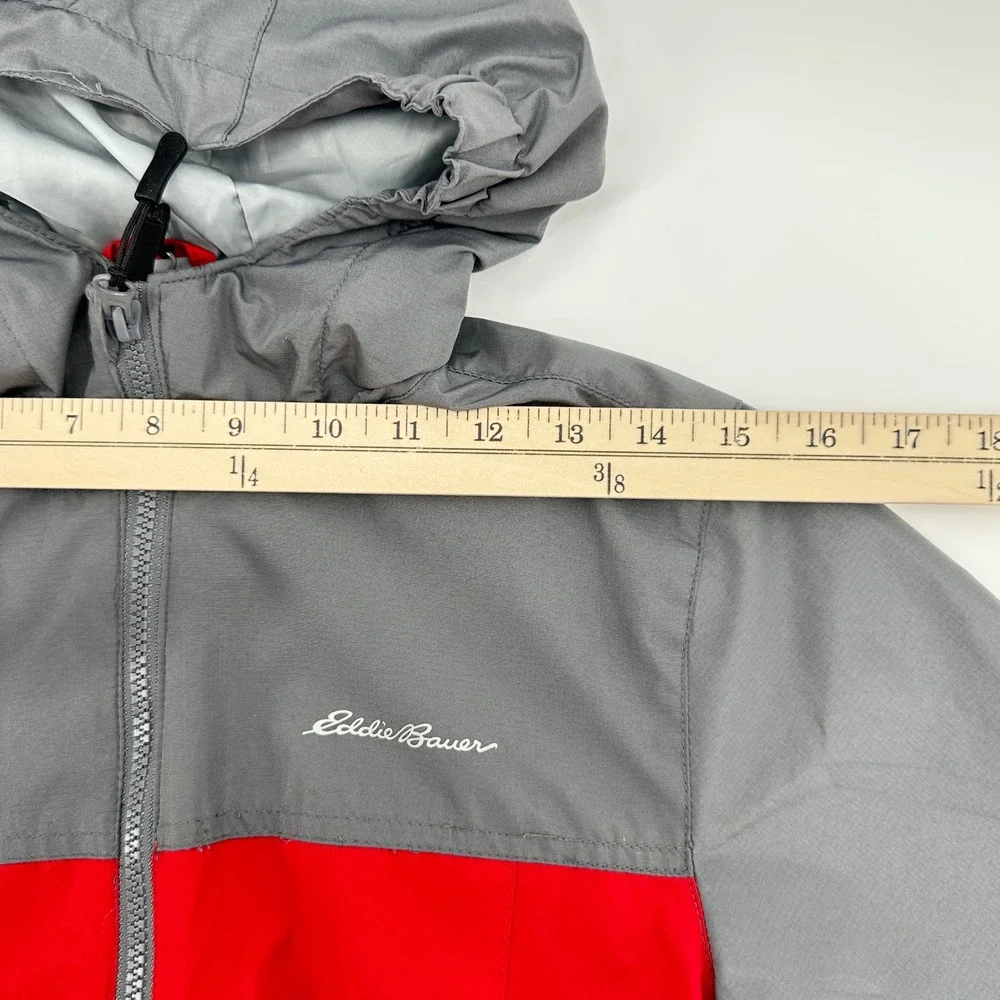 Eddie Bauer Kids Red‎ Gray Hooded Windbreaker Jacket Size S 7 8 Lightweight