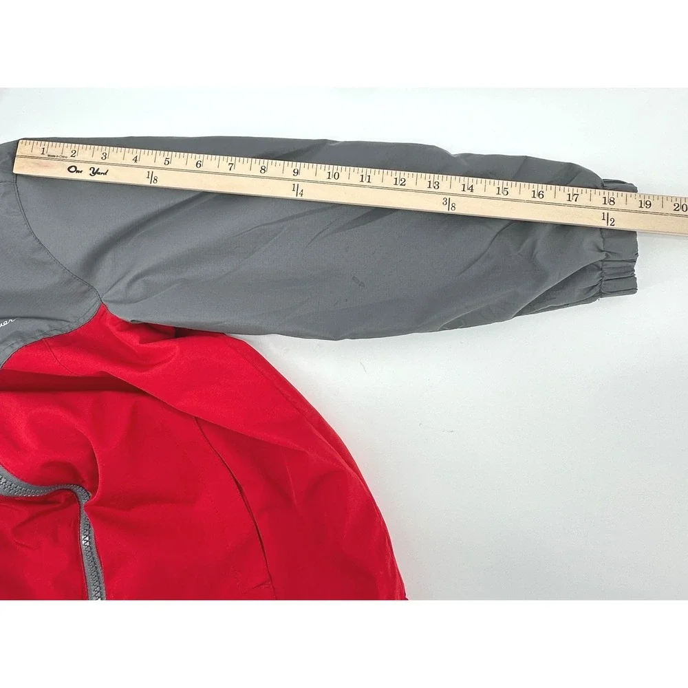 Eddie Bauer Kids Red‎ Gray Hooded Windbreaker Jacket Size S 7 8 Lightweight