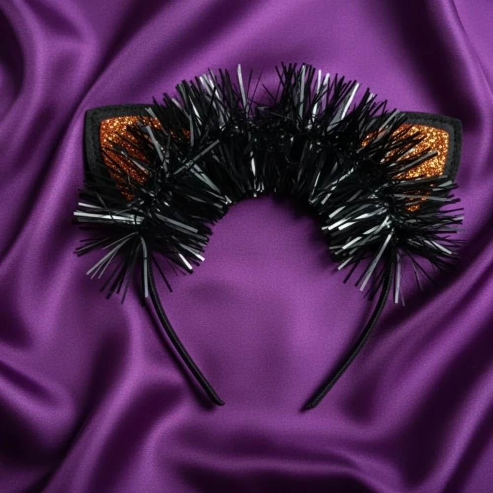 Scünci Halloween Women's Black Cat Ear Headband with Lights (New)