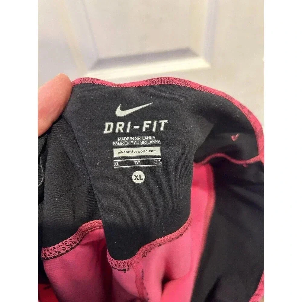 Nike Dri Fit Legendary Freeze Frame Tight Fit Leggings Pink And Black Women’s XL