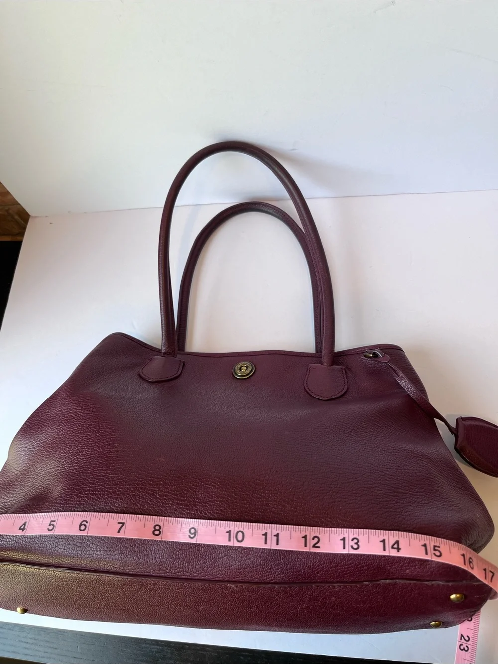 Lauren Ralph Lauren Burgundy Leather Large Tote Bag