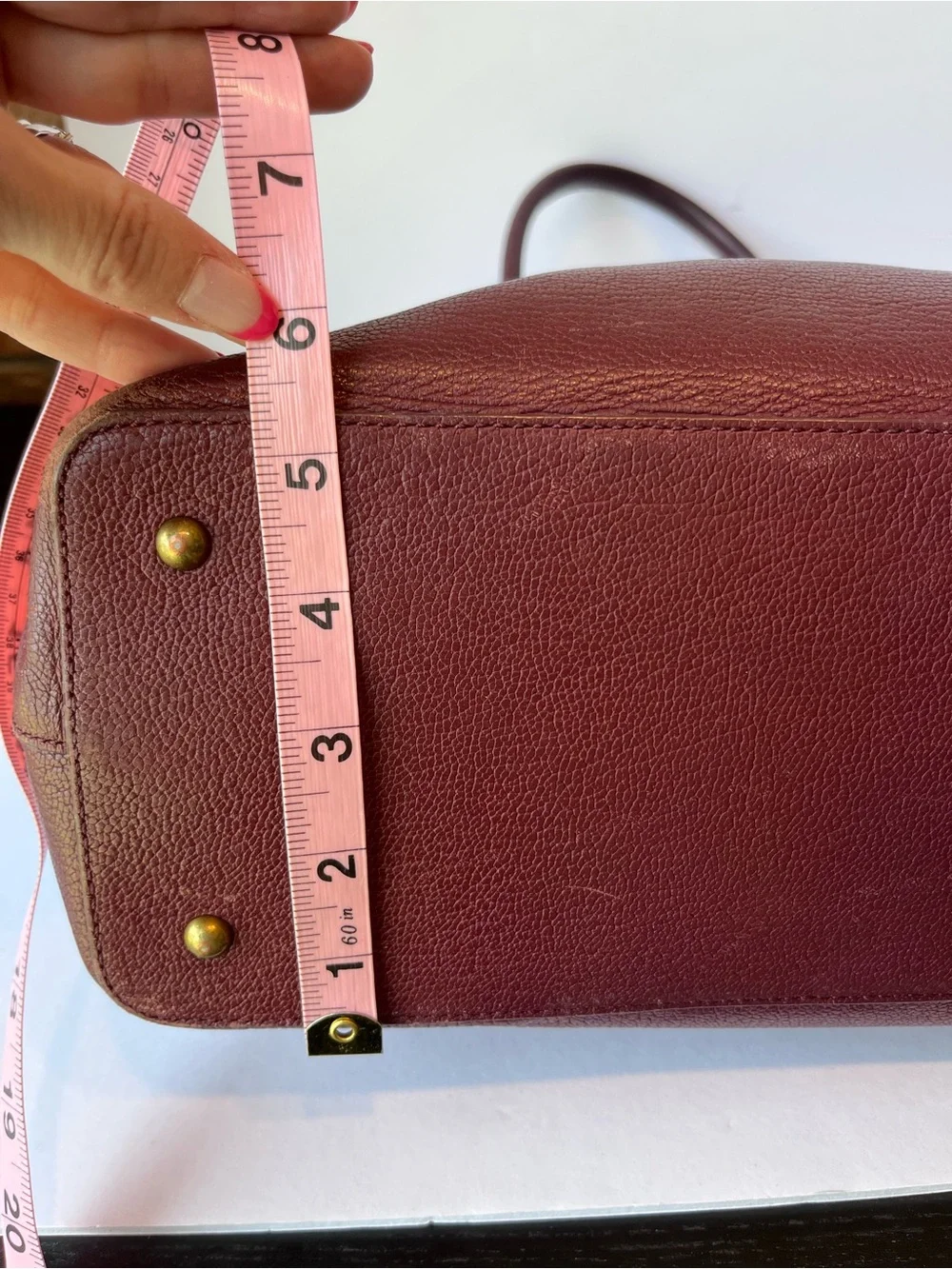 Lauren Ralph Lauren Burgundy Leather Large Tote Bag