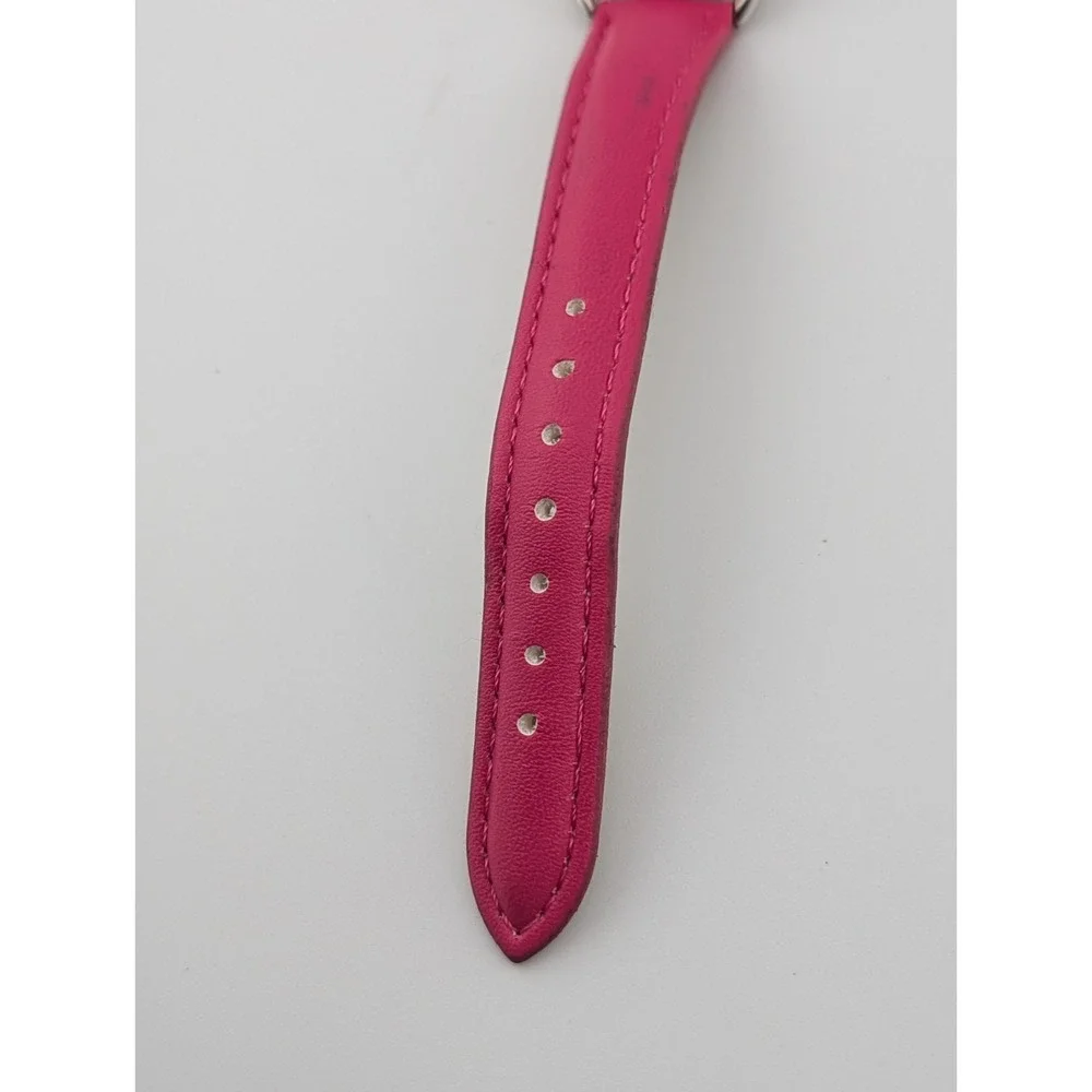 Kessaris Watch Women 35mm Silver Case Pink MOP Dial Pink‎ Band- New Battery