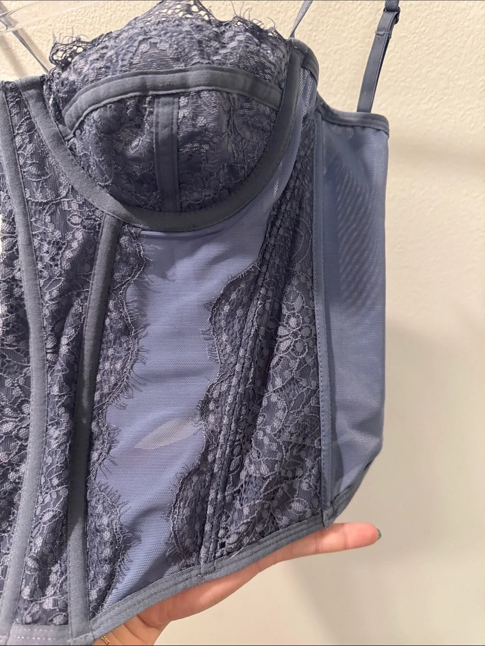 Urban Outfitters Slate Blue Lace Bustier Corset