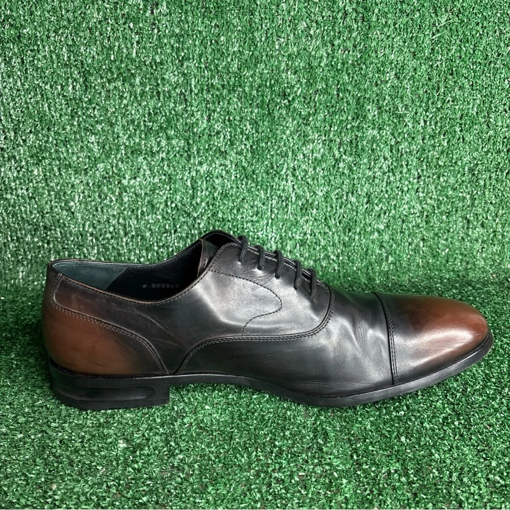 Alexander McQueen Lace-up Cap Toe Dress Shoe Two Tone Brown Leather Size 12 / 45