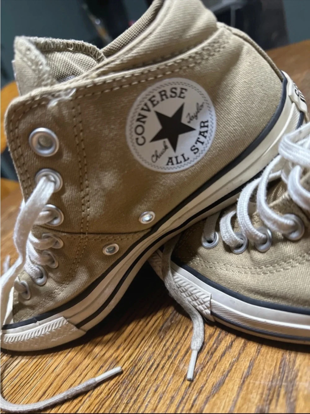 Converse High Top Sneakers in Khaki and White