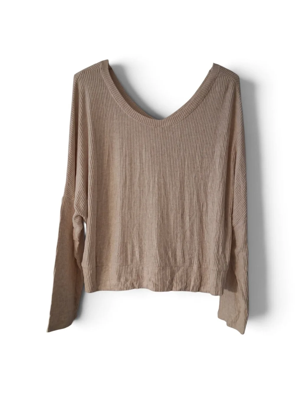 Auden Cream Ribbed V-Neck Sleepwear Top XL