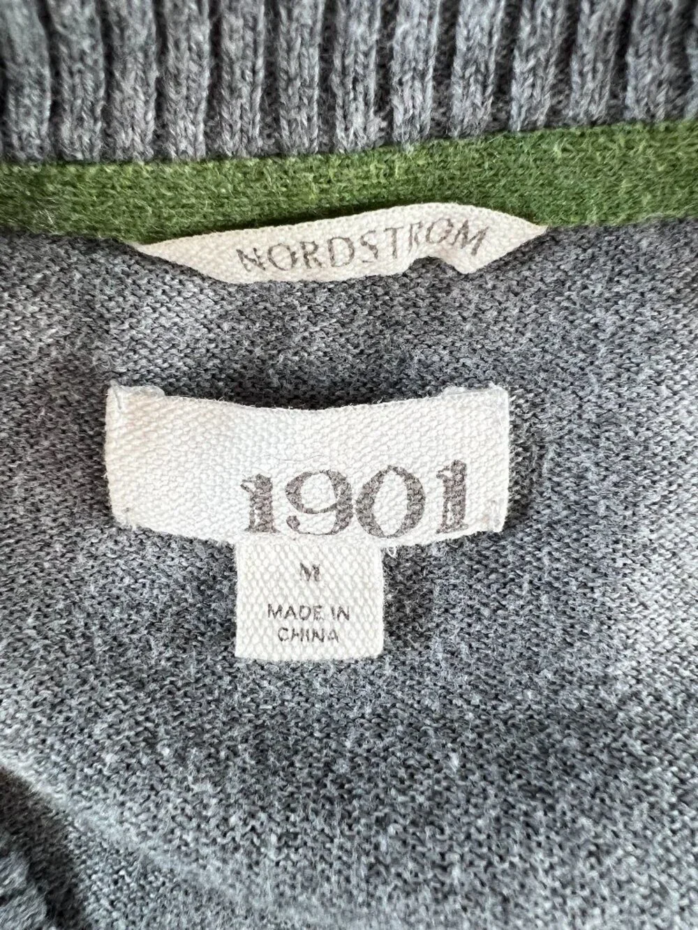 Vintage Nordstroms 1901 Gray & Green Argyle Cashmere Cotton Blend Pullover Men M