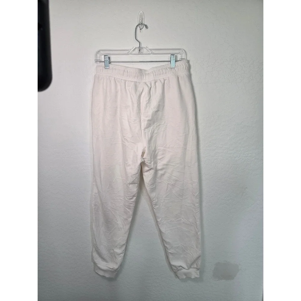 Auden Womens Cream Fleece Joggers High Rise Drawstring Sweatpants White Medium