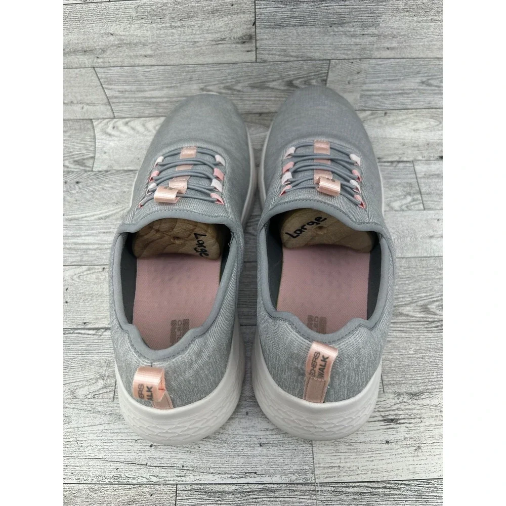 Skechers GoWalk 6 Women Size‎ 10 Grey Pink Slip On Walking Shoes 124956 GYPK