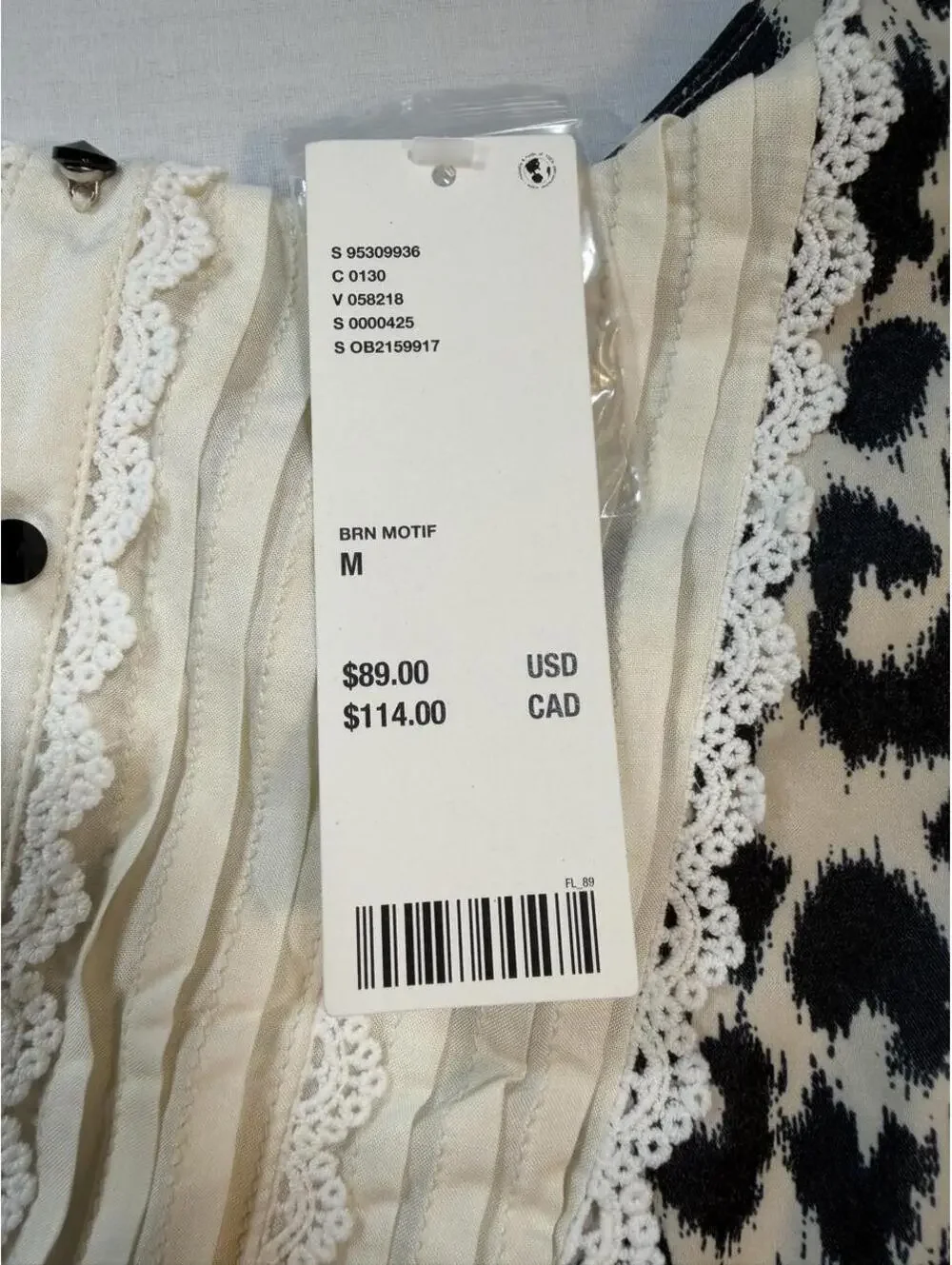 NWT Kimchi Blue Leopard Print Dress with Lace Trim and Button Detail