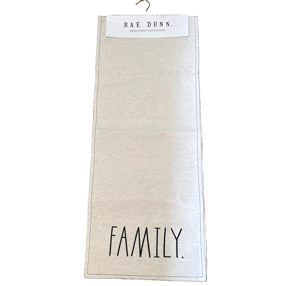 Rae Dunn FAMILY. Embroidered Table Runner 14