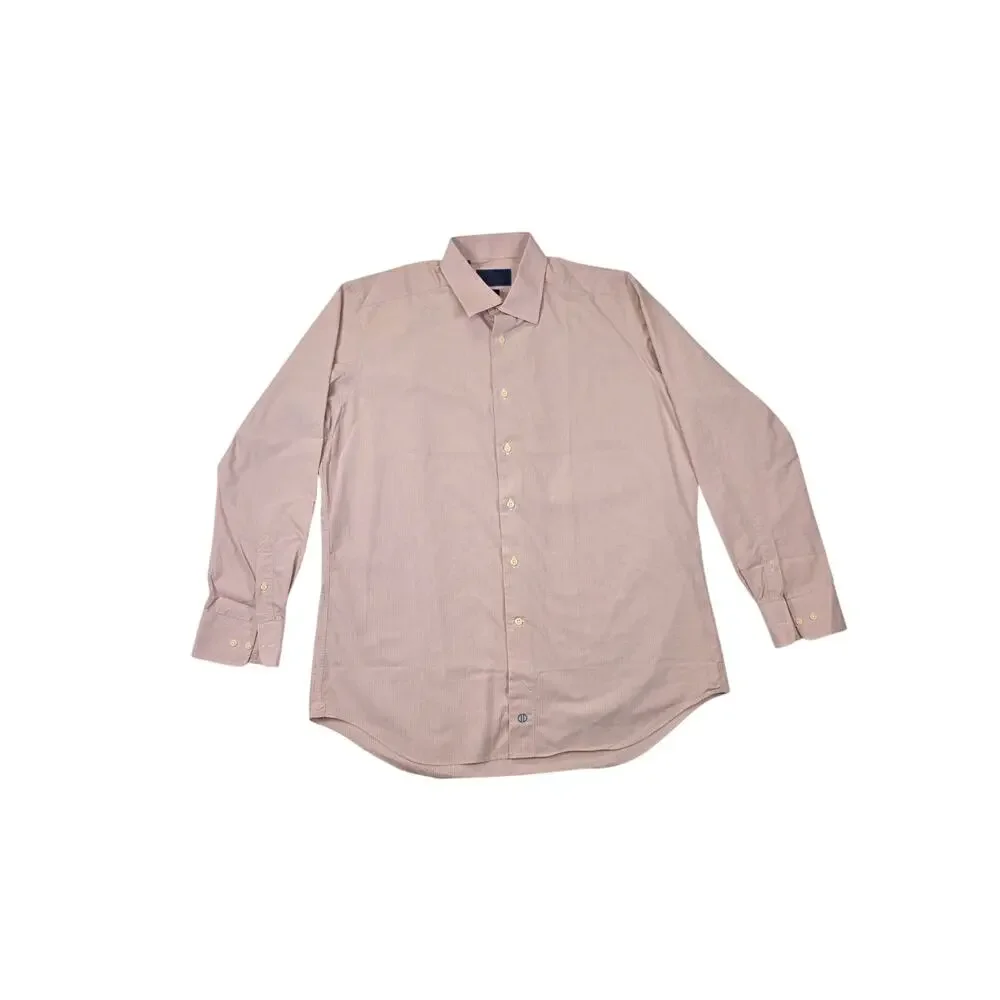 David Donahue Mens 17.5 34/35 XL Trim Fit  pink Blue Plaid