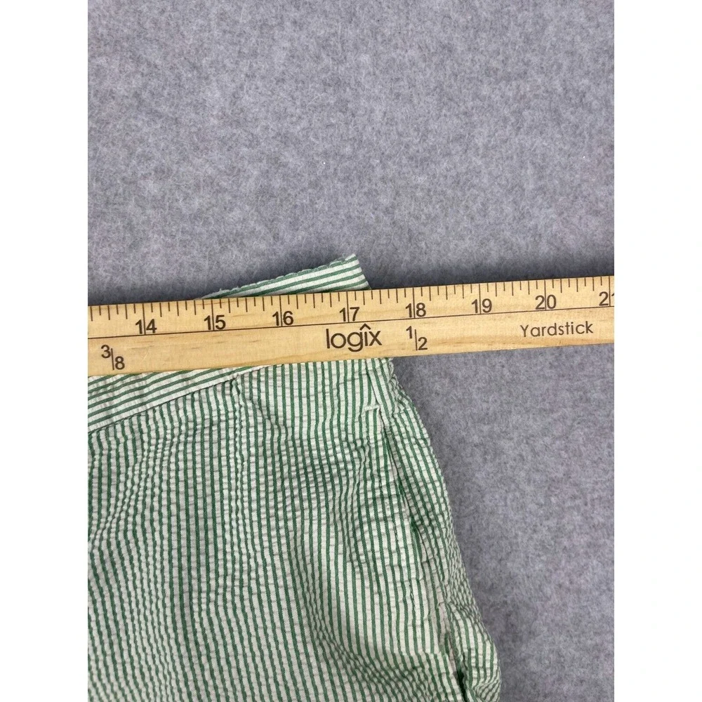 Brooks Brothers Shorts Mens 38 (Measures 36) Green Striped Beach Seersucker‎