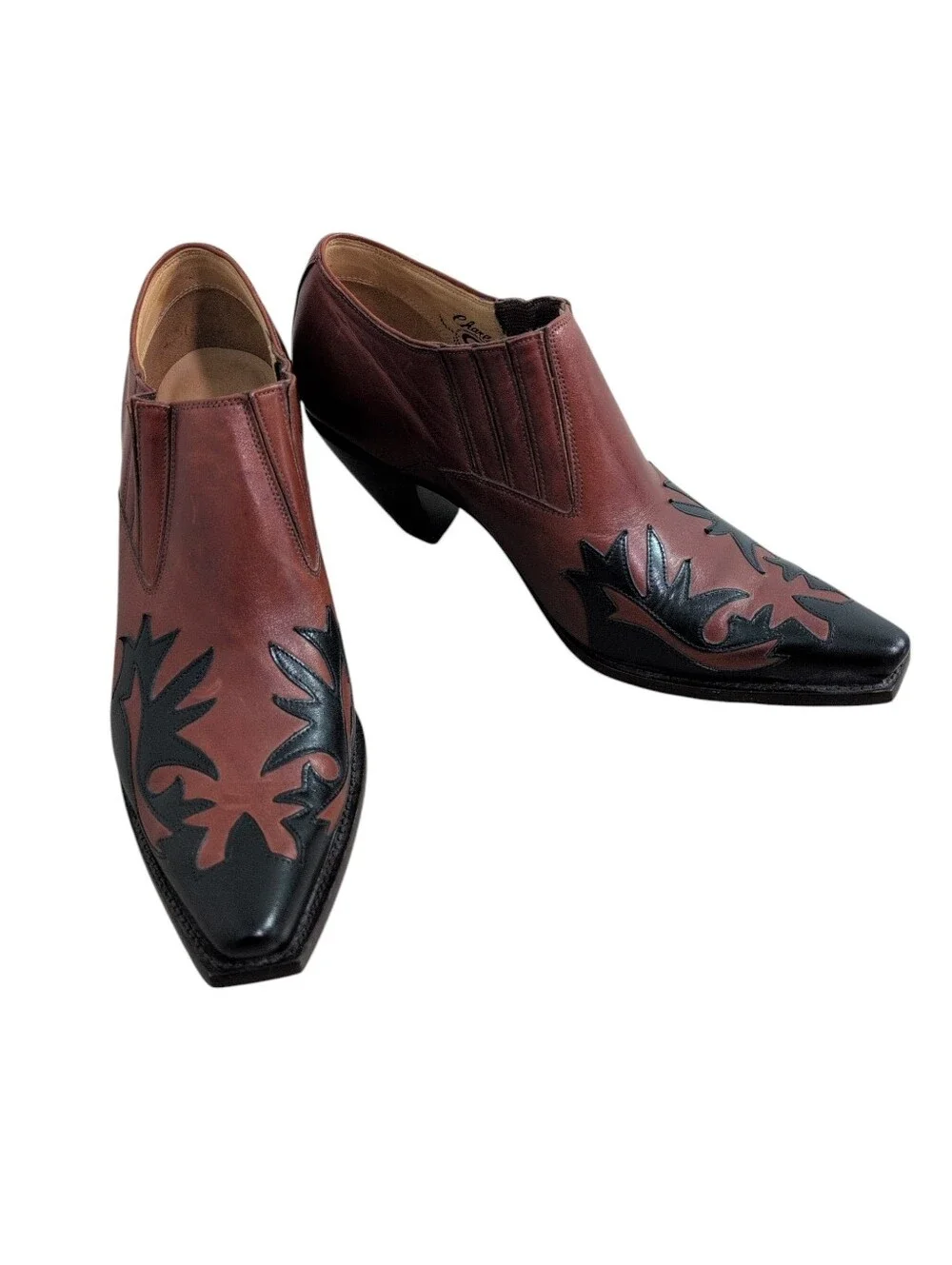Charlie 1 Horse Ankle Boots, Booties, Brown W Black Design, Western, Women's 9.5