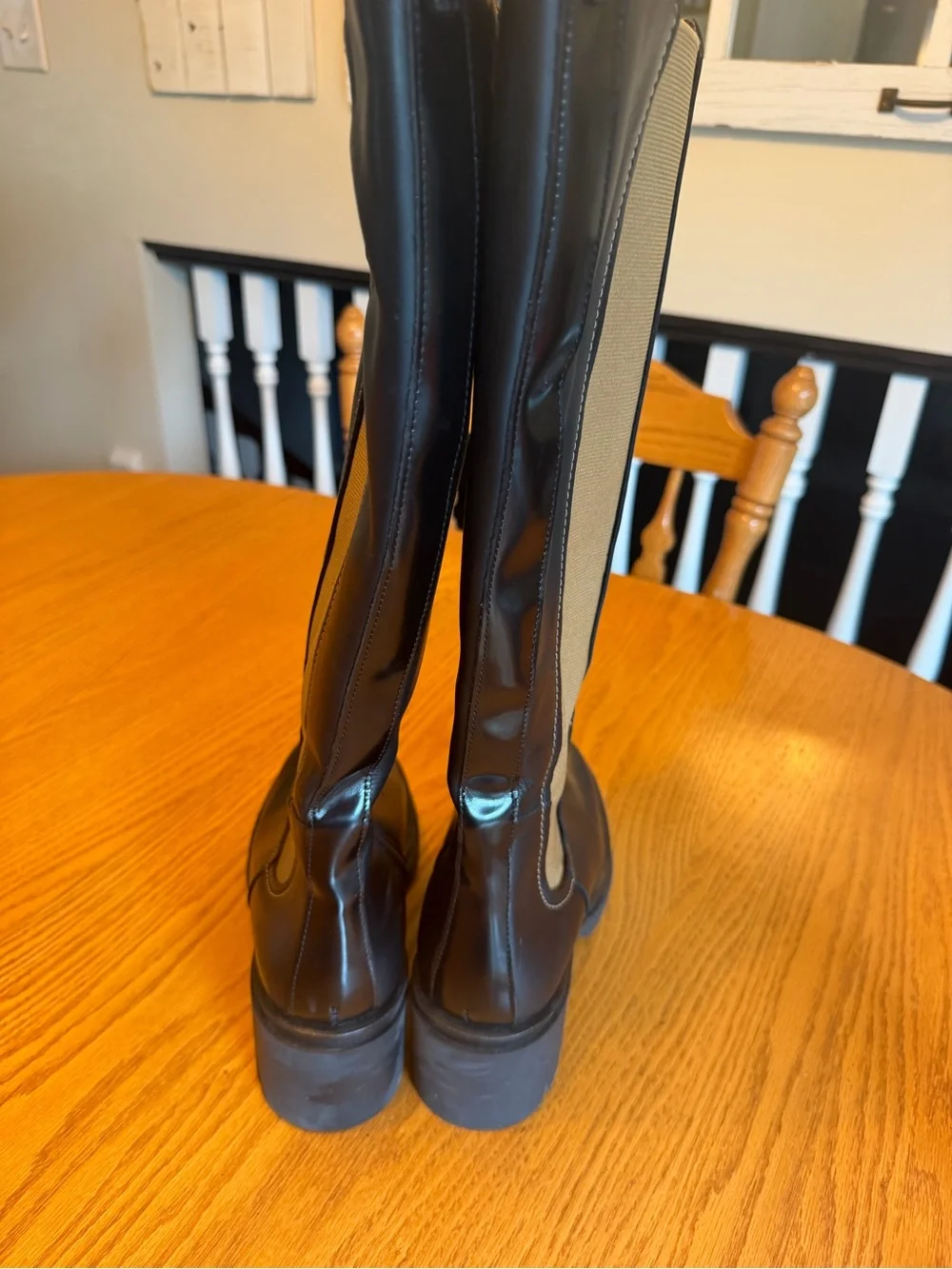 Scotch & Soda Black Over-the-Knee Boots with brown Panel size 9