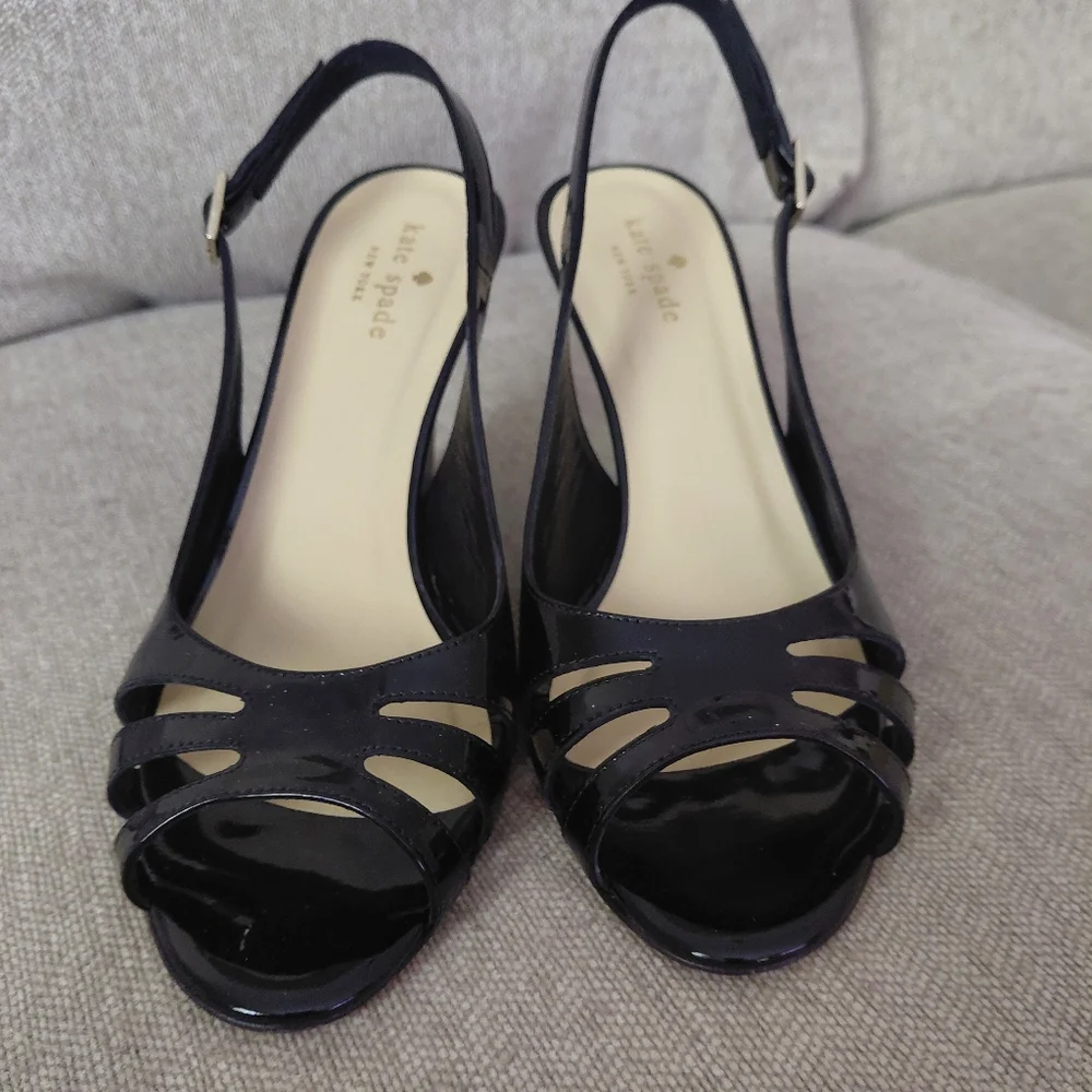 Kate Spade Black Wedge Slingbacks