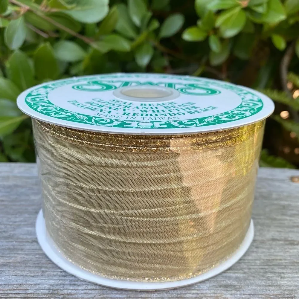 NWT New Stats Gold Wire Ribbon One (1) Roll 2.5