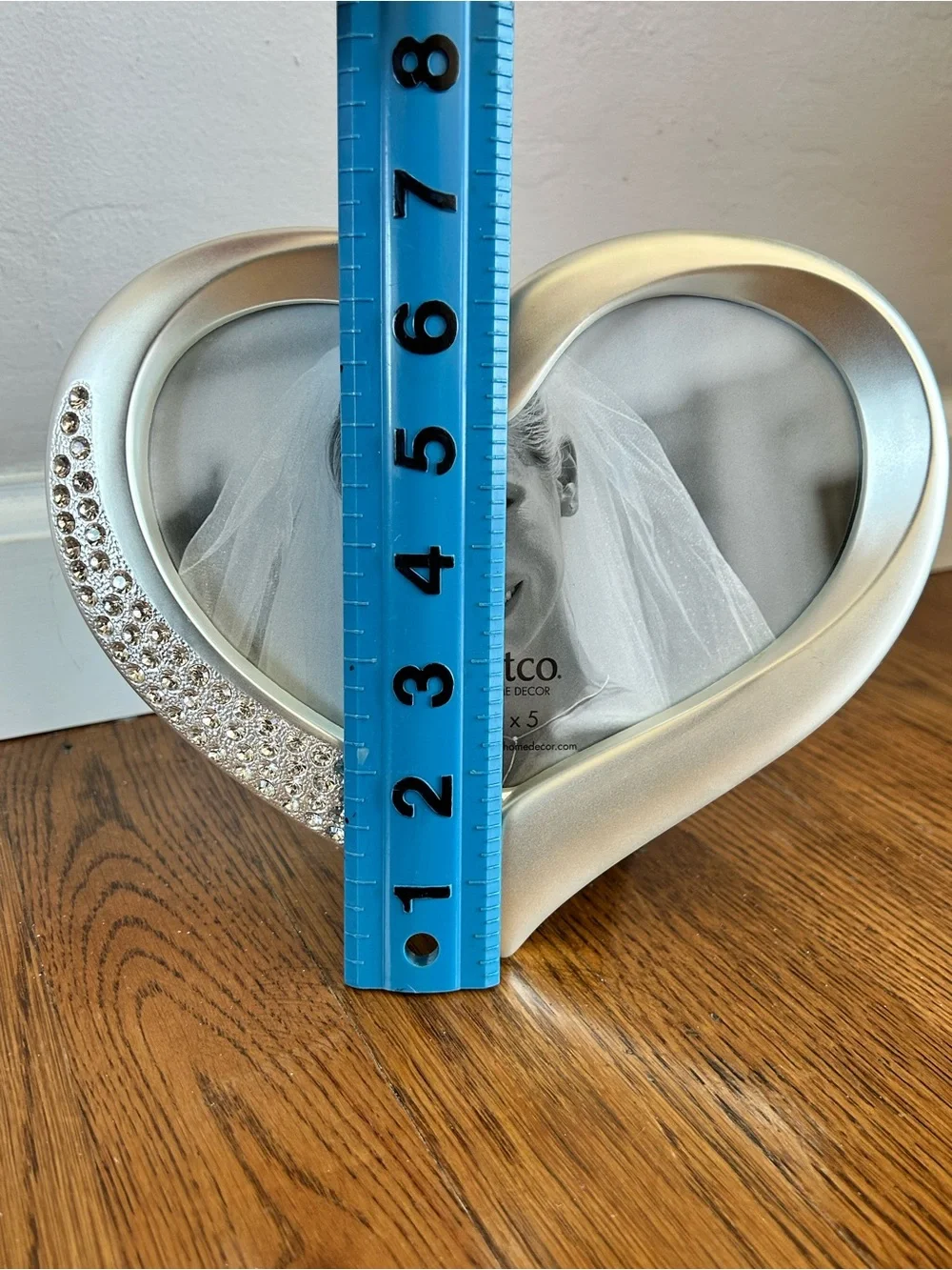 Fetco Silver Heart Photo Frame 7x5 with Rhinestones | Romantic Wedding Home