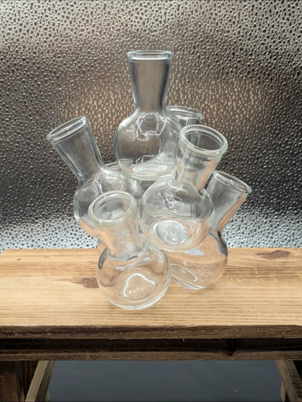 Clear Glass Cluster Bud Vase - Decorative Home Accent