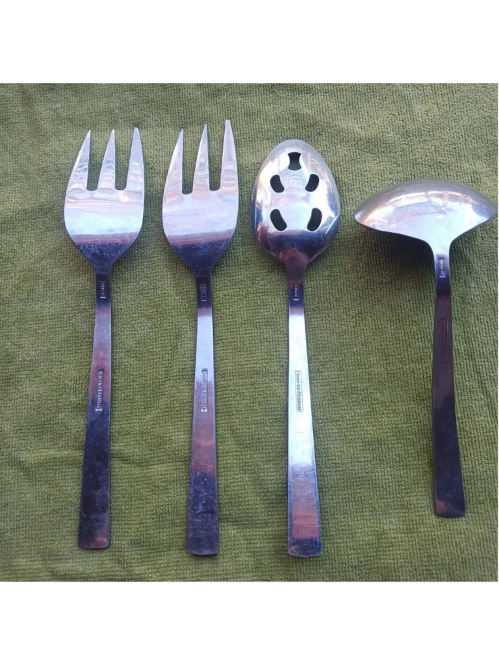 Serta Stainless By Imperial MCM floral Serving Set Of 4 2 Forks, Spoon , Ladle
