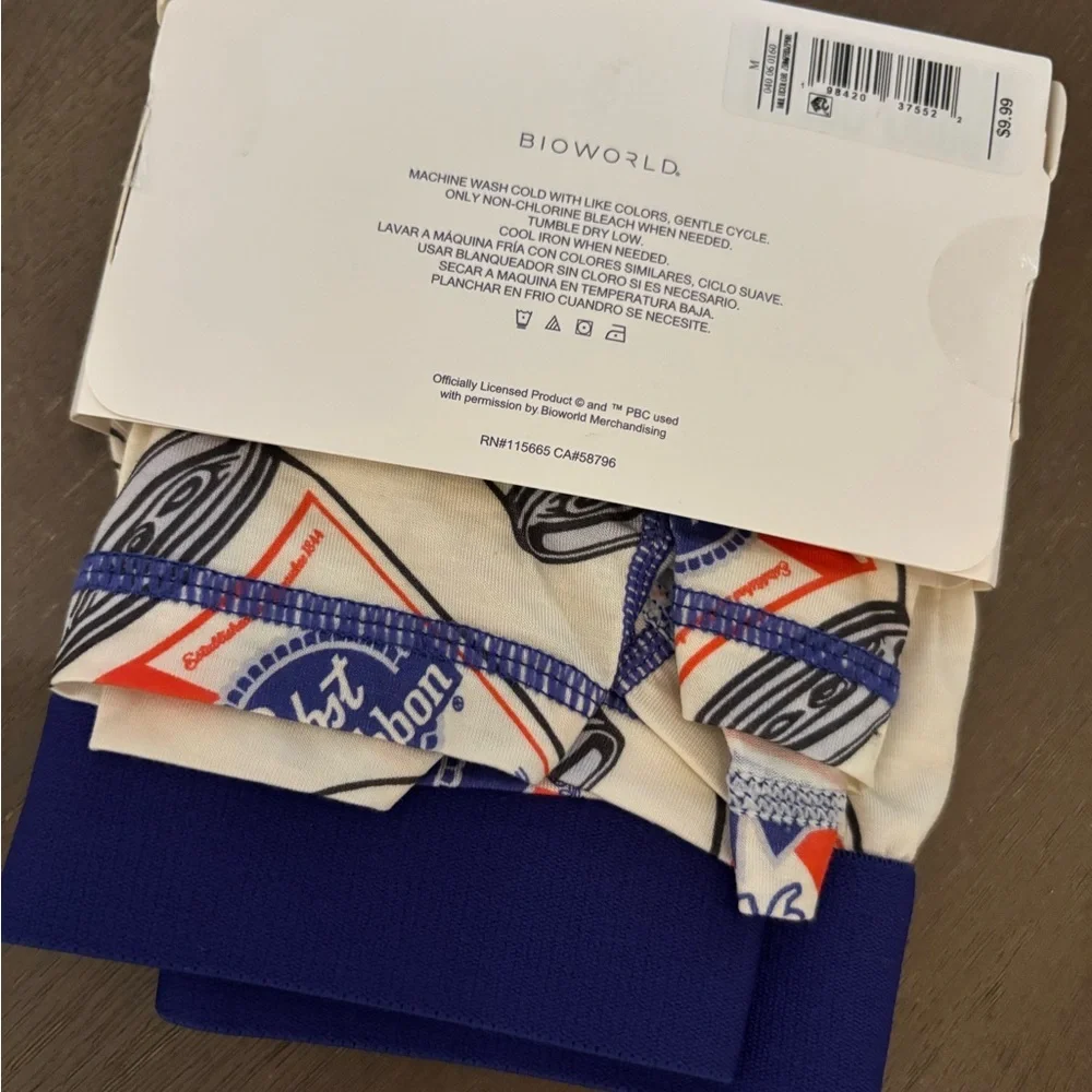 Men’s Boxer Brief W/Pabst Blue Ribbon Theme Sz M NWT