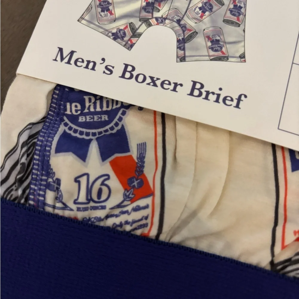 Men’s Boxer Brief W/Pabst Blue Ribbon Theme Sz M NWT